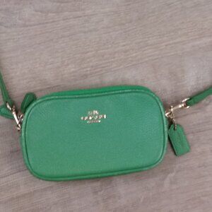 COACH MINI GREEN PEBBLE LEATHER CROSSBODY POUCH